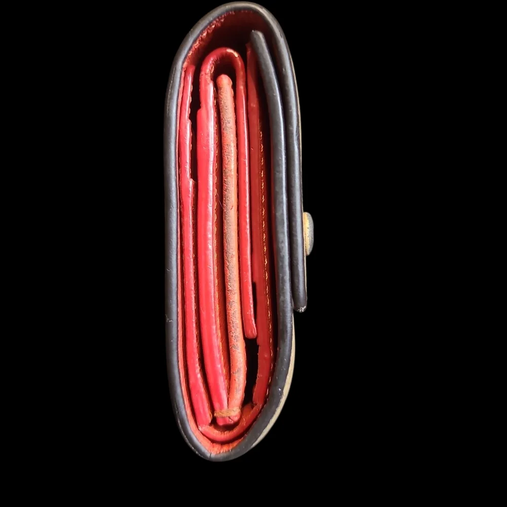 Celine Tan Leather Trifold Wallet with Silver Accents Orangish Red Interior - Picture 3 of 6